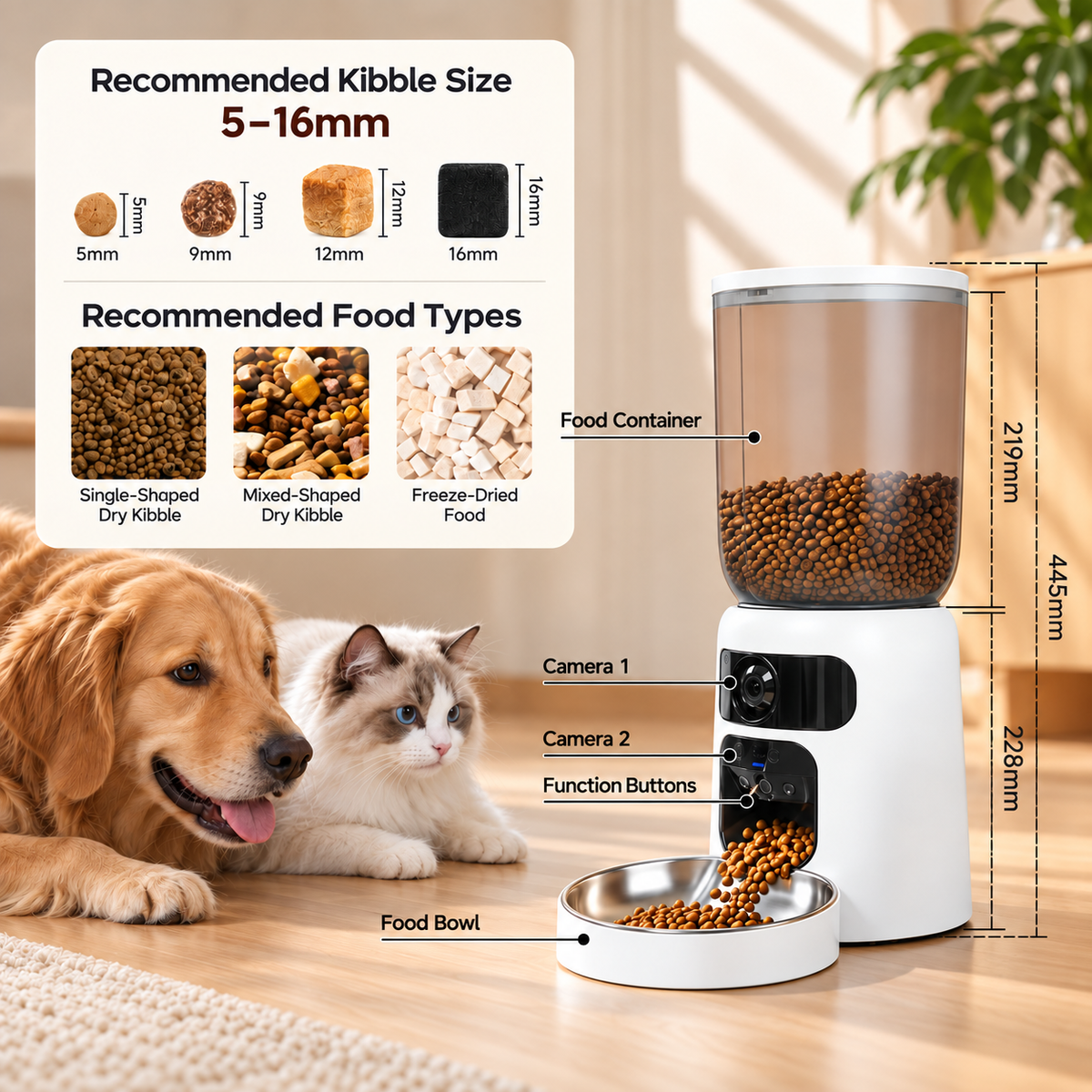 Smart WiFi Cat Feeder with Dual Camera & Laser Toy -P2