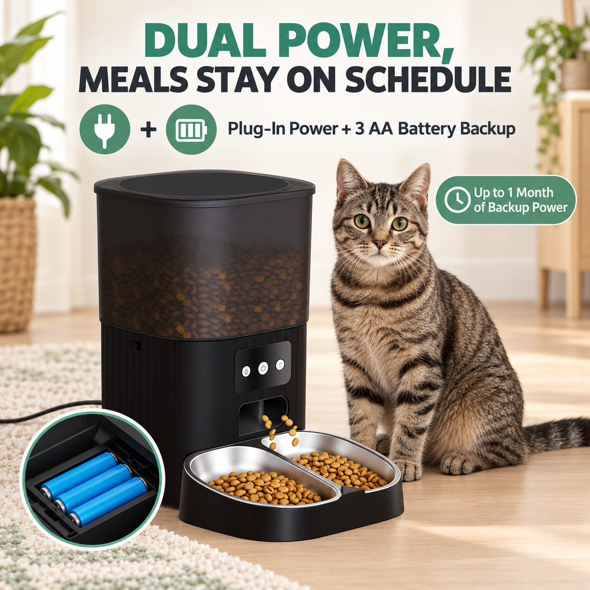 Smart WiFi Pet Auto Feeder with Camera, 4.5L Timed Portion Control -P4