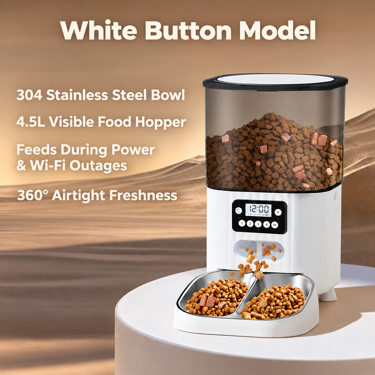 Smart WiFi Pet Auto Feeder with Camera, 4.5L Timed Portion Control -P4