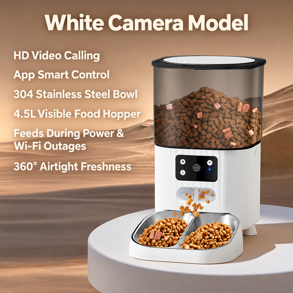 Smart WiFi Pet Auto Feeder with Camera, 4.5L Timed Portion Control -P4