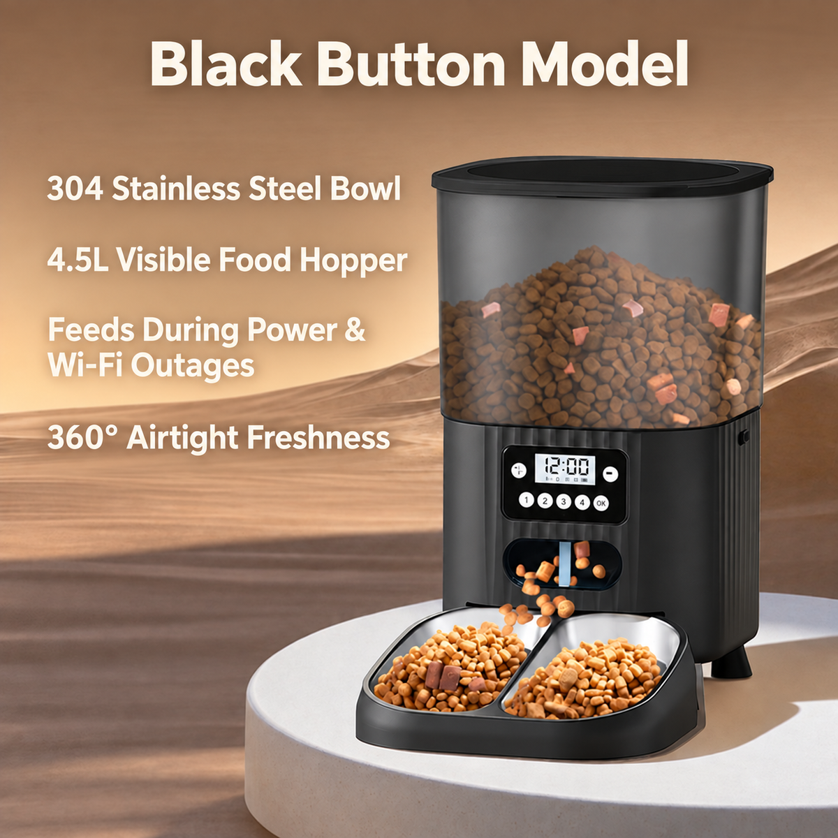 Smart WiFi Pet Auto Feeder with Camera, 4.5L Timed Portion Control -P4