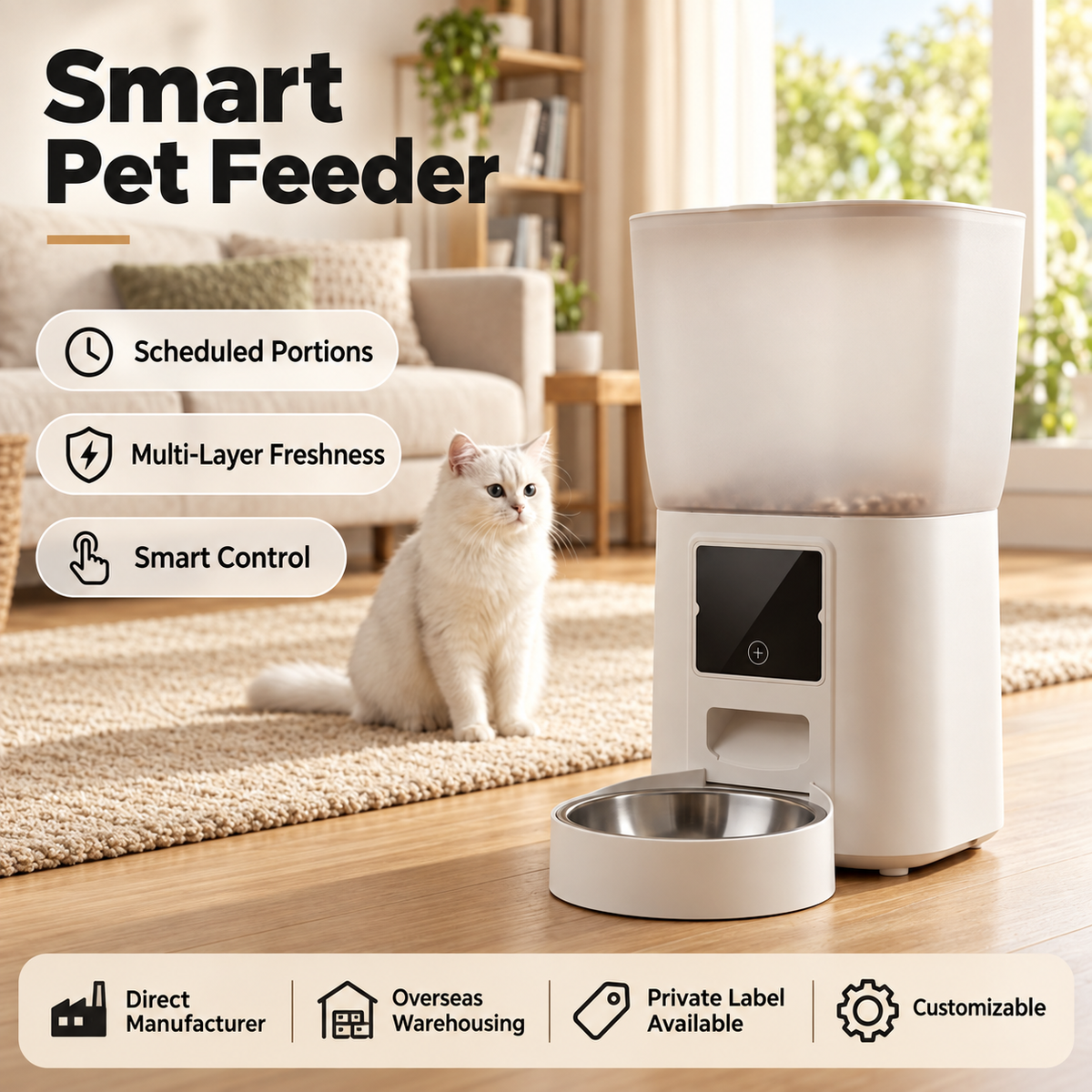 Smart Auto Cat Feeder with Camera & Night Vision, Large Capacity -P5