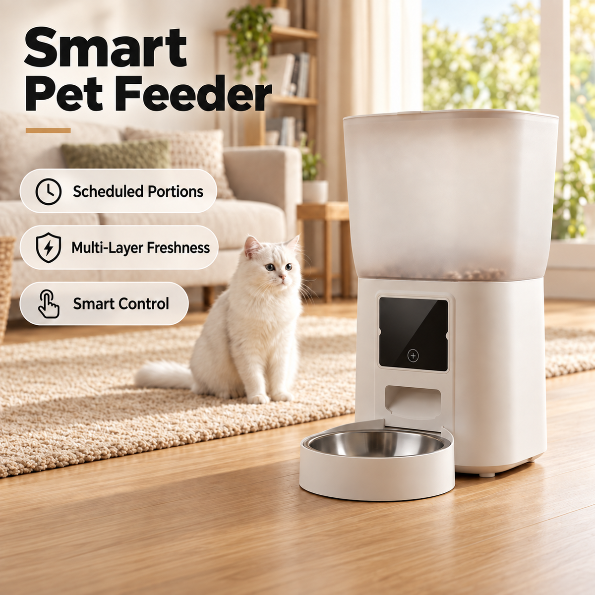 Smart Auto Cat Feeder with Camera & Night Vision, Large Capacity -P5