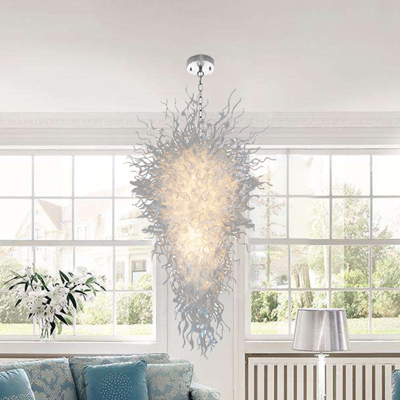 Snow Wonder Chihuly Style Blown Glass Chandelier
