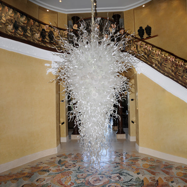 Snow Wonder Chihuly Style Blown Glass Chandelier