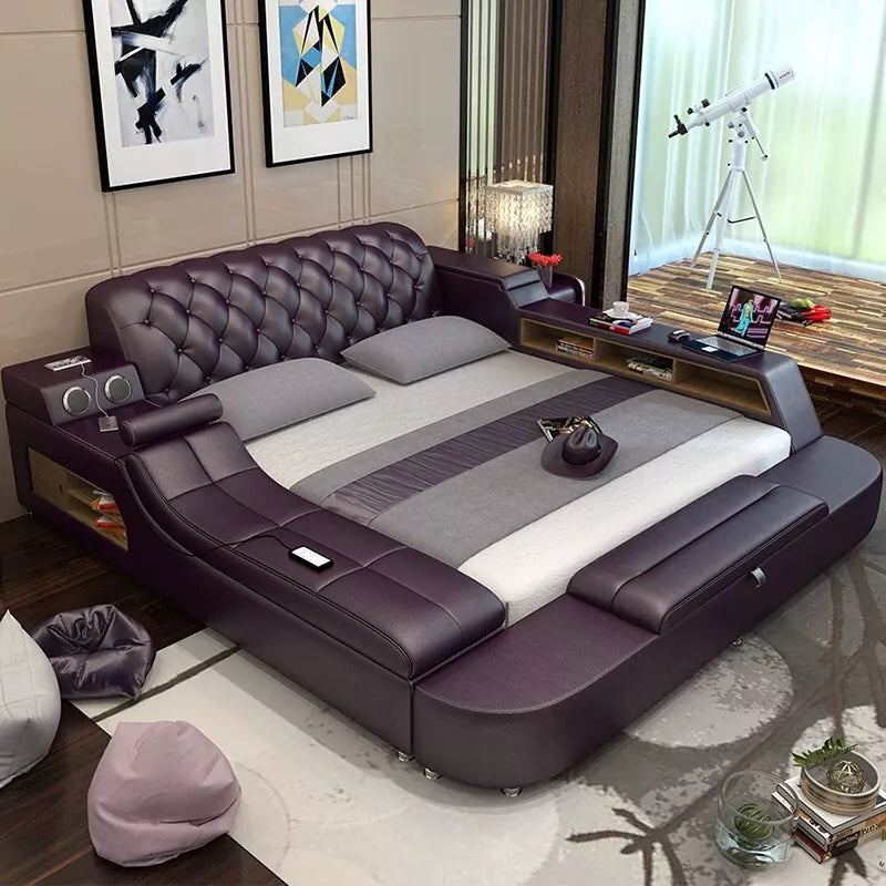 Multifunctional Massage Tatami Leather Double Queen Master Bedroom Bed