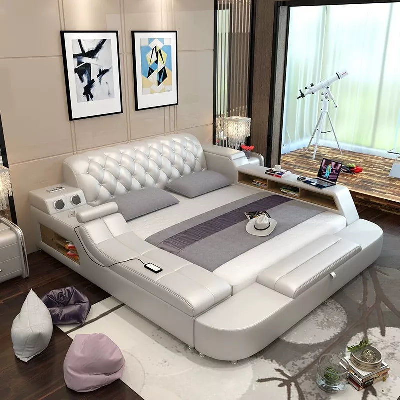 Multifunctional Massage Tatami Leather Double Queen Master Bedroom Bed