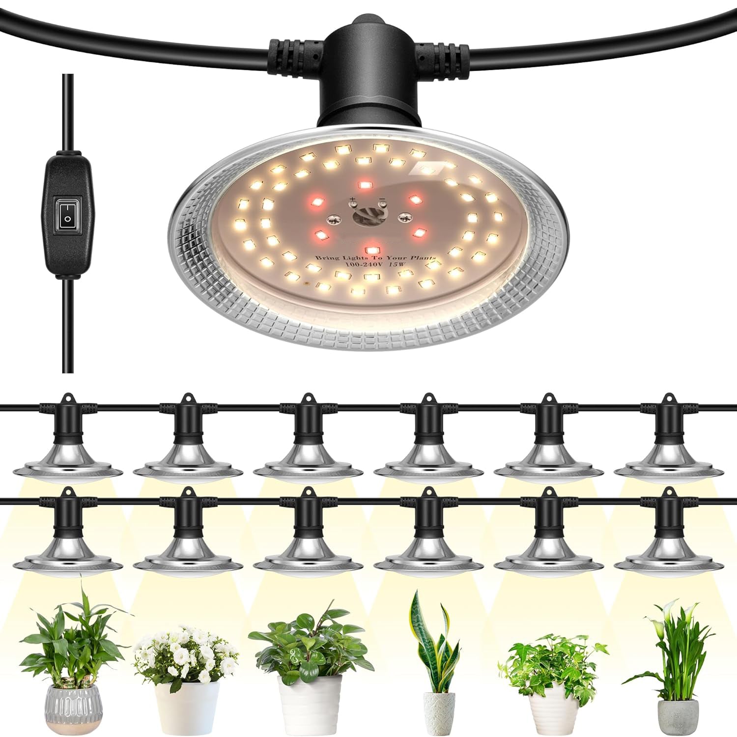 Full Spectrum Plant Growing Lights with 44Ft Adjustable Cord for Seedling