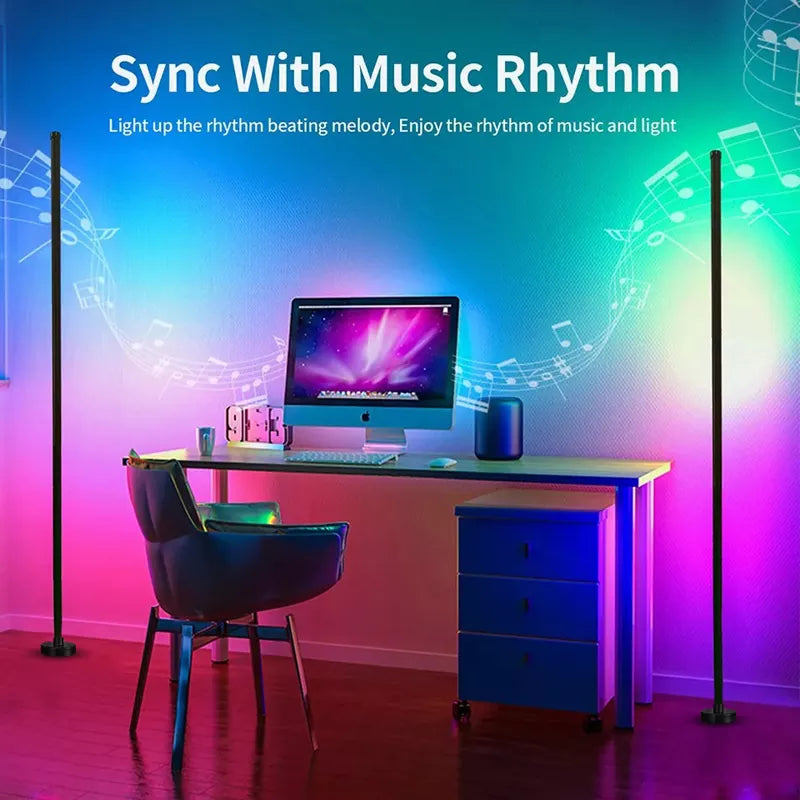 RGB LED Corner Floor Lamp Minimalist for Bedroom Living Room