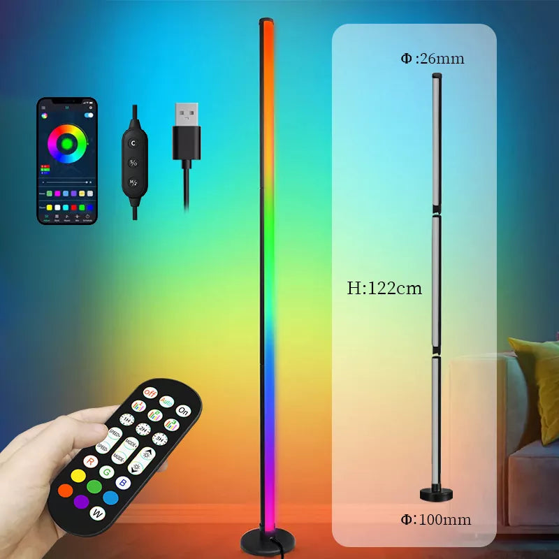 RGB LED Corner Floor Lamp Minimalist for Bedroom Living Room