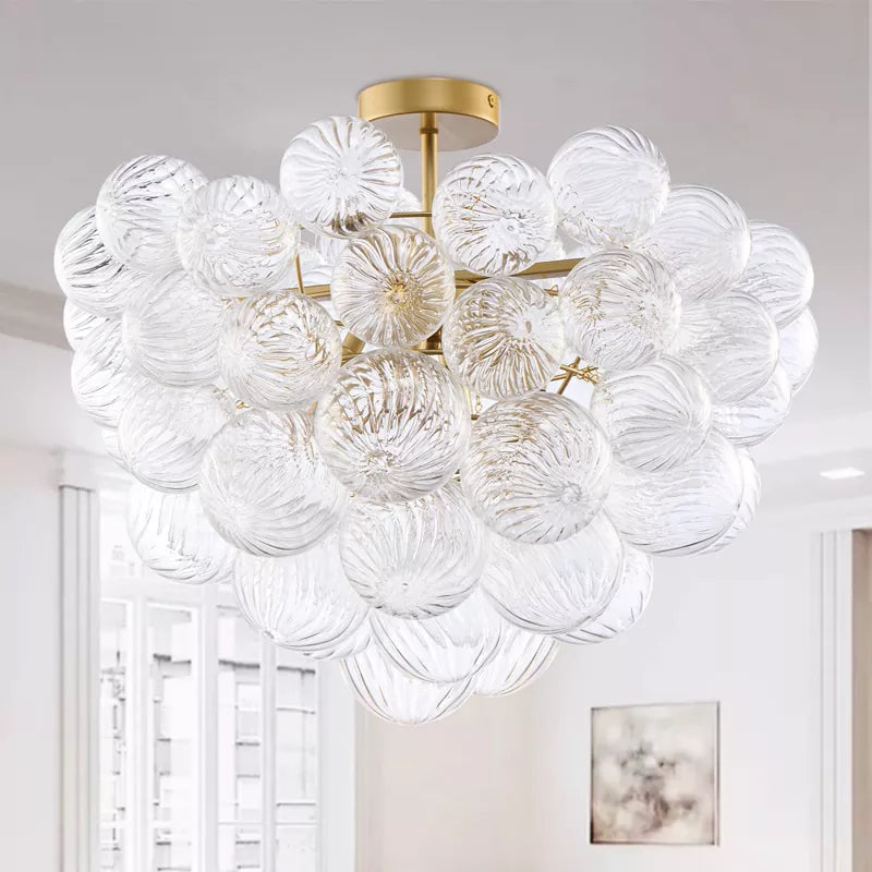 Bubbles Chandelier Talia Style Semi- Flushed Ribbed Texture