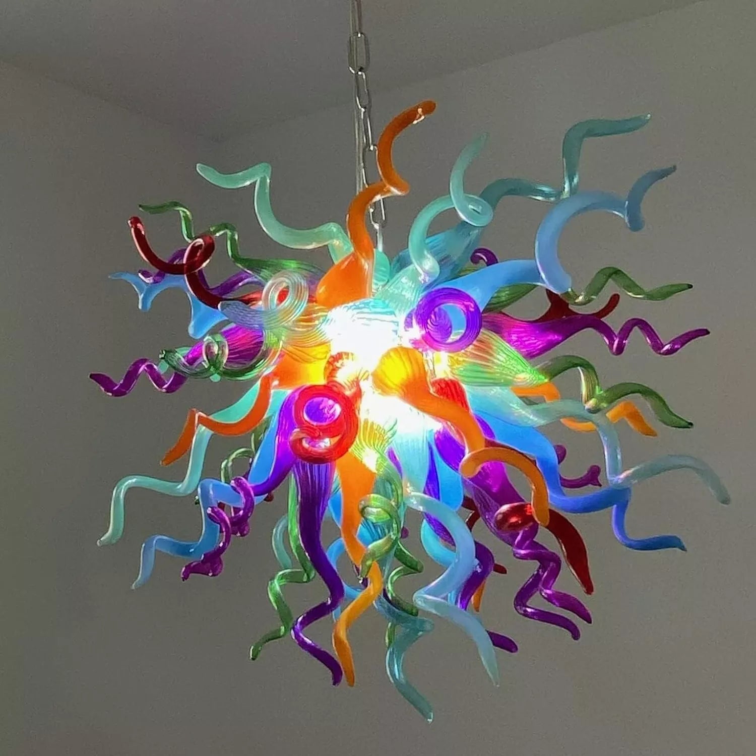 Chihuly Style Blown Glass Chandelier Multi Colors