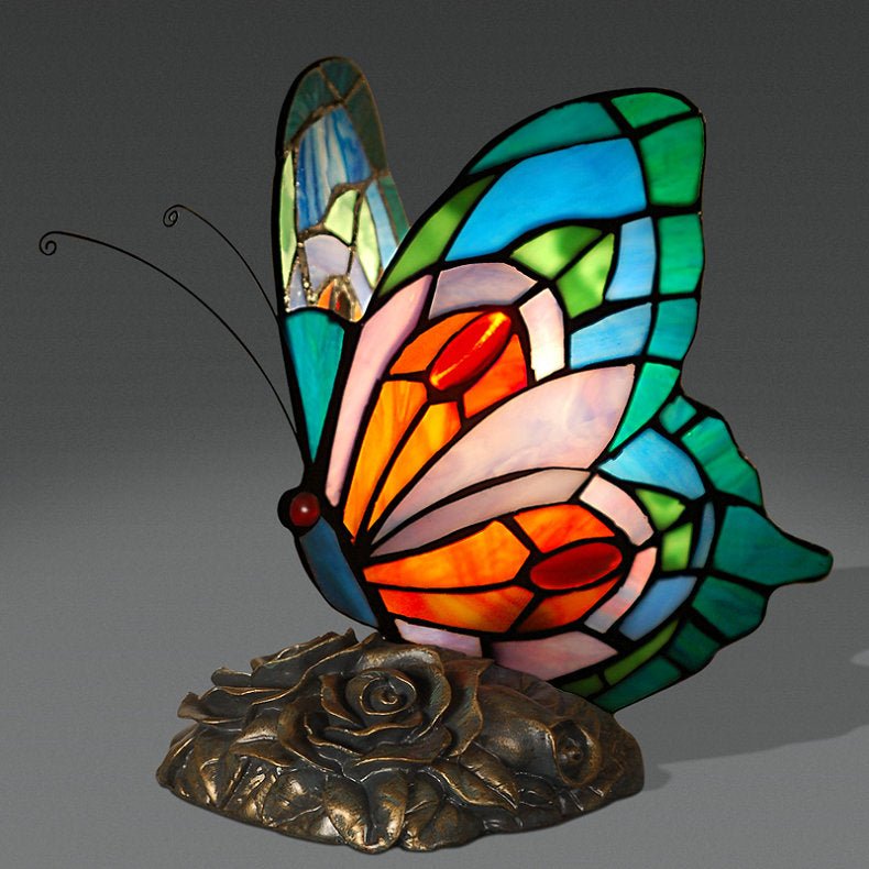 Butterfly Night Table Lamp Tiffany Style Bedroom Bedside Feeding Bar Decoration - ktvhomes