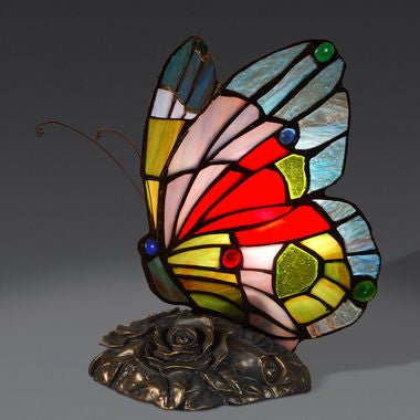 Butterfly Night Table Lamp Tiffany Style Bedroom Bedside Feeding Bar Decoration - ktvhomes