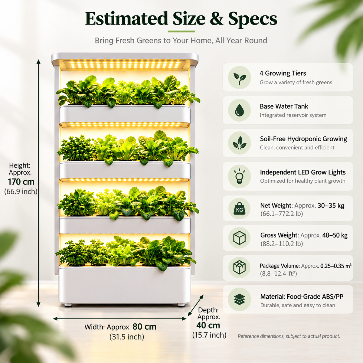 Hydroponic Vertical Vegetable Garden Growing Kit Sytem Tower 64 Holes - G13