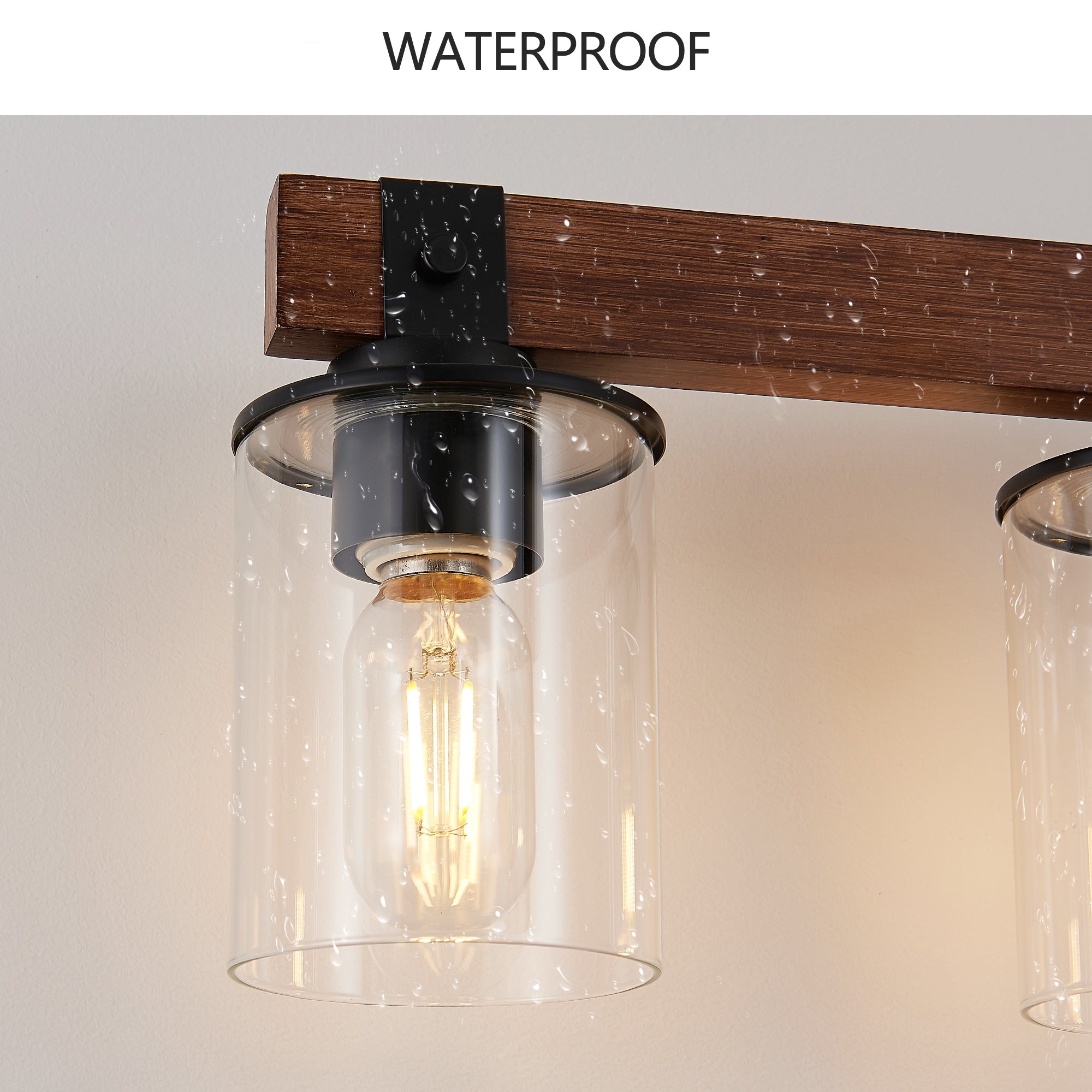 50" Rustic 7-Light Vanity Light, Industrial Bathroom Wall Sconce with Glass Shades