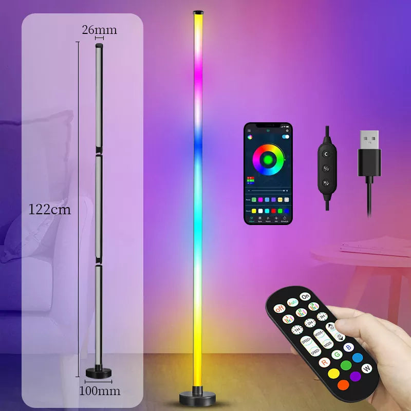 RGB LED Corner Floor Lamp Minimalist for Bedroom Living Room