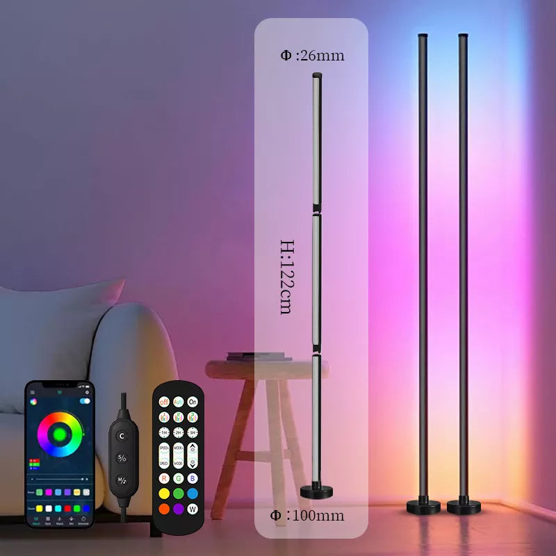 RGB LED Corner Floor Lamp Minimalist for Bedroom Living Room