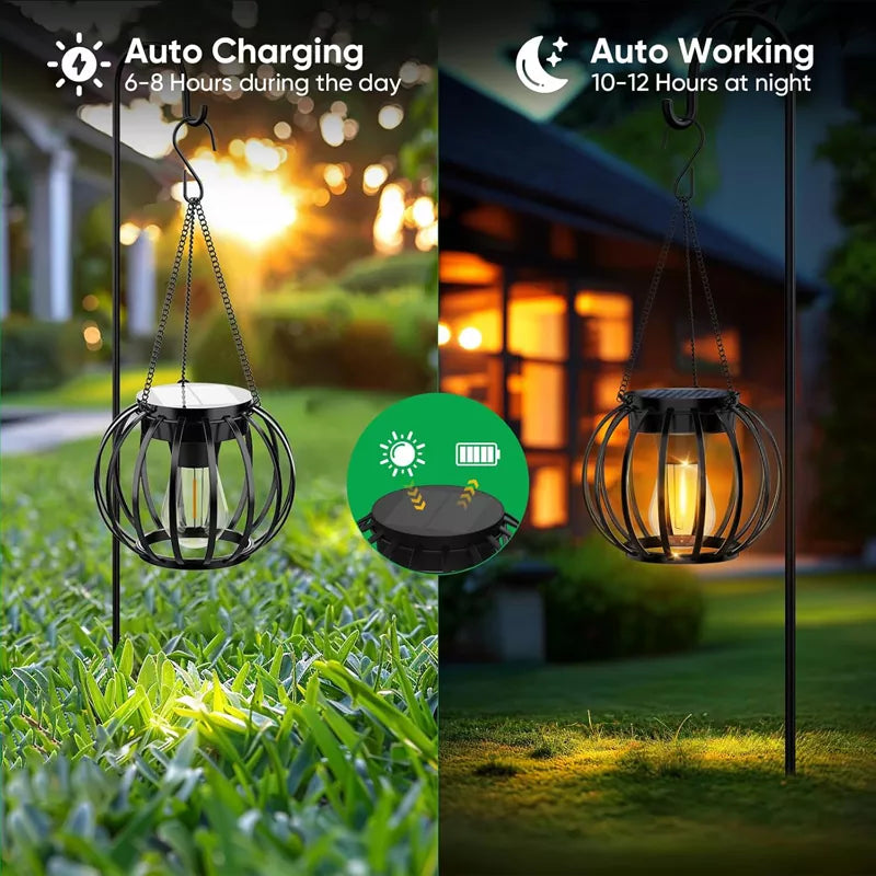 IP65 Solar Lanterns Hanging Lights For Outside Garden Decor