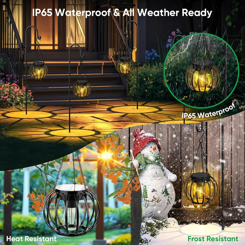 IP65 Solar Lanterns Hanging Lights For Outside Garden Decor