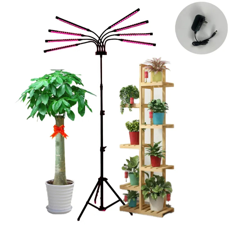 Full Spectrum Grow Light with Tripod Stand Auto On/Off Timing 4/8/12H [ 8 in 1 ] -A7