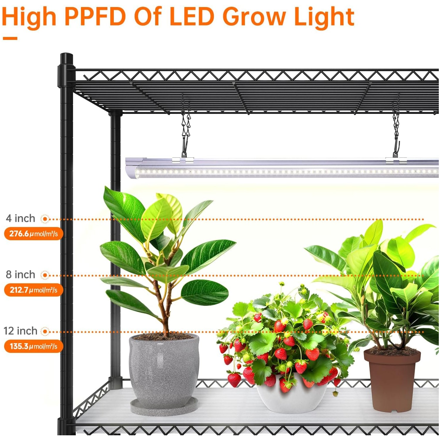 5-Tier Plant Stand with T8 24W Grow Light for Indoor Plants with Wheel