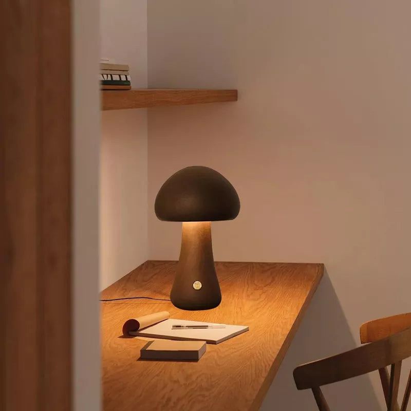 Wooden Mushroom Table Lamp