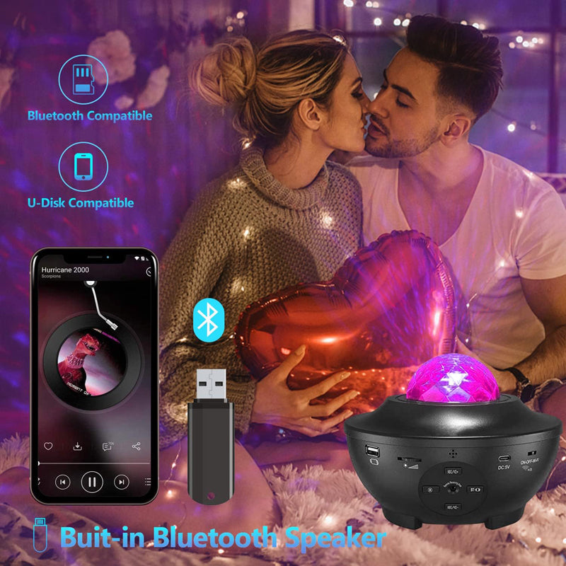 Galaxy Night Light Projector for Bedroom with Music Speaker Timer &10 Colors