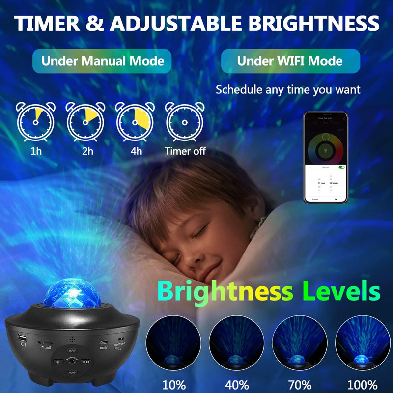 Galaxy Night Light Projector for Bedroom with Music Speaker Timer &10 Colors