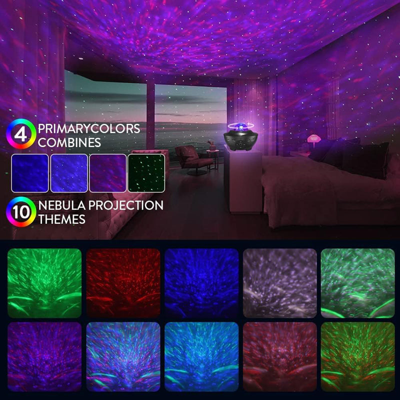 Galaxy Night Light Projector for Bedroom with Music Speaker Timer &10 Colors