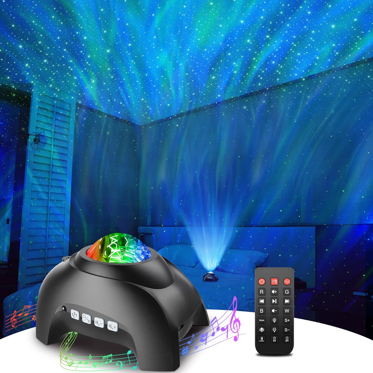 Star Galaxy Projector for Bedroom, Bluetooth Speaker and White Noise Aurora Projector - ktvhomes